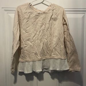 GAP Kids Girls beige long-sleeved shirt with white trim